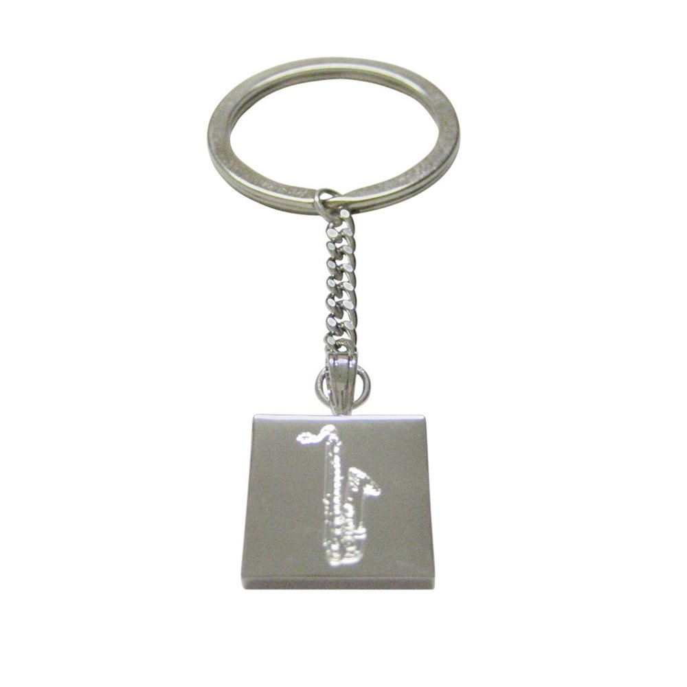 Etched Saxophone Music Instrument Keychain